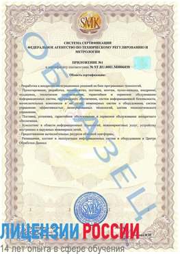 Образец сертификата соответствия (приложение) Калтан Сертификат ISO 27001